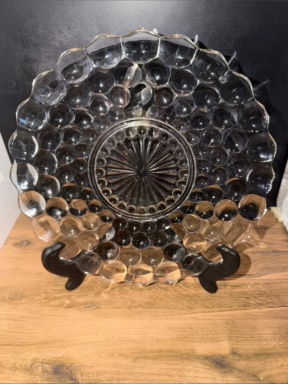 Anchor Hocking Clear Bubble Glass Serving Platter
